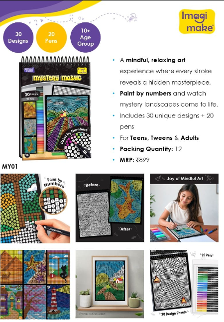 Imagimake Mystery Mosaic Patterns - Paint by Numbers Kit | Age 10+
